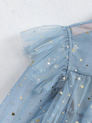 Young Girl Starry Sparkle Mesh Tutu Dress