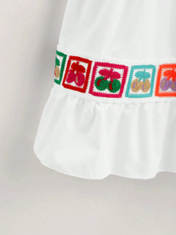 Young Girl Sweet Cherry Print Shoulder Knot Sleeveless Fashion Dress