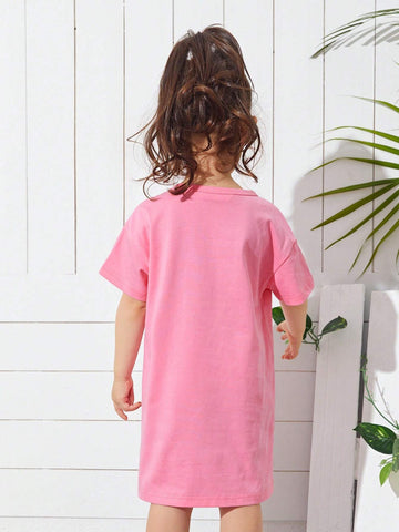 Young Girl Toddler Girls 100% Cotton Split Side Dip Hem Dress