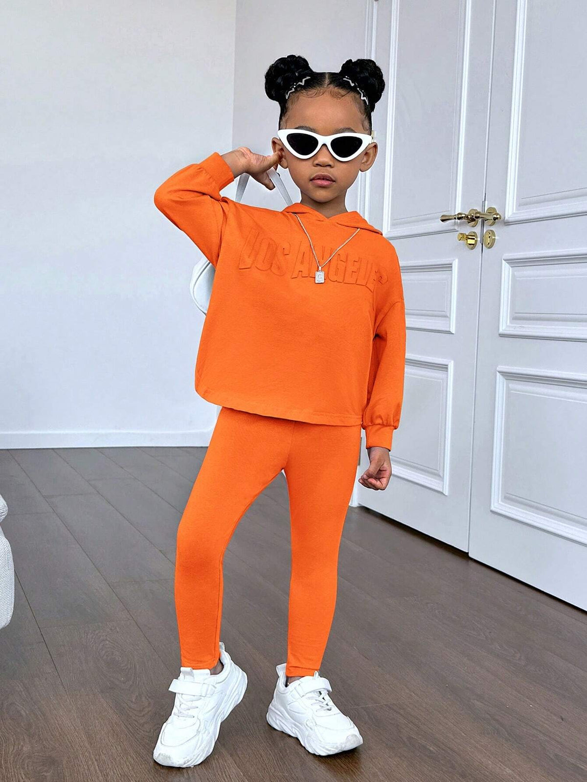 Young Girl Toddler Young Girl' Sporty Casual Knit Embossed Hoodie And Pants Set
