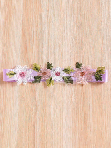 Young Girl White Princess Dress With Flower Waist Belt, Short Sleeve Wedding Flower Girl Dress, Formal Occasion Vacation Dress