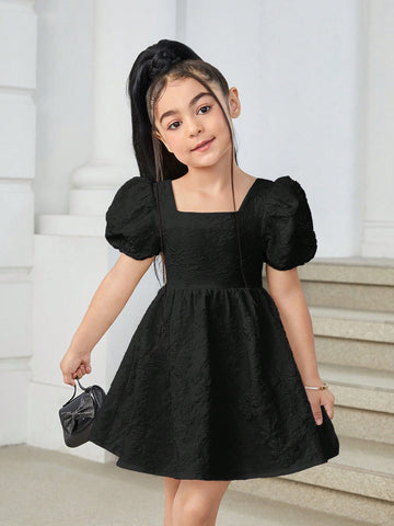 Young Girl Woven Colorblock Sleeveless Big Bow Decor Casual Dress