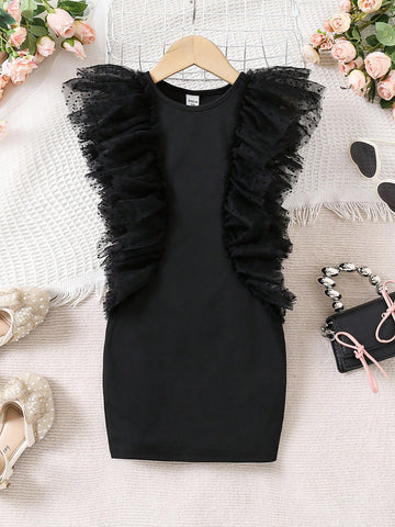 Young Girl's Adorable Multi-Layer Cake Mesh Dress, Sweet & Cool