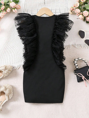 Young Girl's Adorable Multi-Layer Cake Mesh Dress, Sweet & Cool