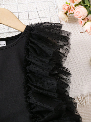 Young Girl's Adorable Multi-Layer Cake Mesh Dress, Sweet & Cool