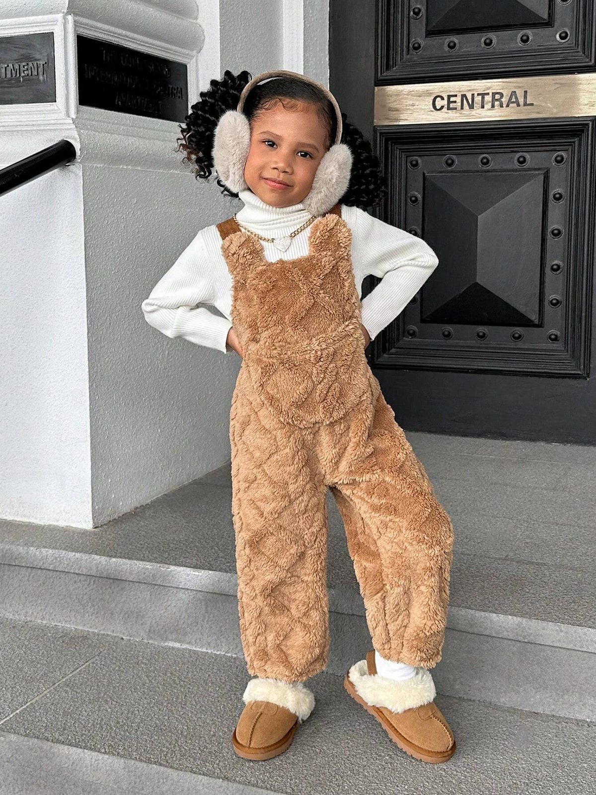 Young Girl's And Young Girl's Plush Reversible Fleece Jumpsuit For Girls, Suitable For Casual Everyday Wear