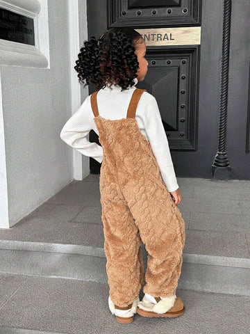 Young Girl's And Young Girl's Plush Reversible Fleece Jumpsuit For Girls, Suitable For Casual Everyday Wear
