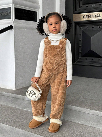 Young Girl's And Young Girl's Plush Reversible Fleece Jumpsuit For Girls, Suitable For Casual Everyday Wear