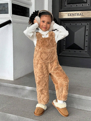 Young Girl's And Young Girl's Plush Reversible Fleece Jumpsuit For Girls, Suitable For Casual Everyday Wear