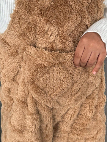 Young Girl's And Young Girl's Plush Reversible Fleece Jumpsuit For Girls, Suitable For Casual Everyday Wear
