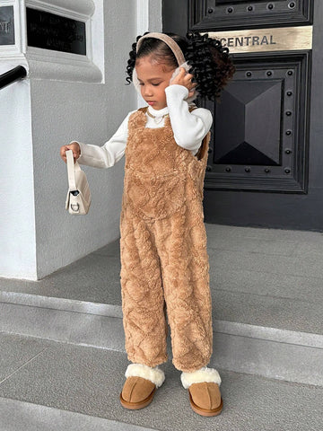 Young Girl's And Young Girl's Plush Reversible Fleece Jumpsuit For Girls, Suitable For Casual Everyday Wear