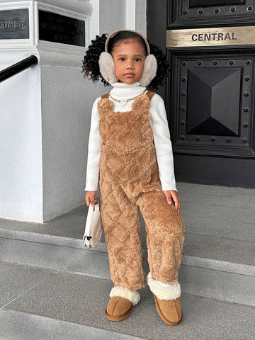 Young Girl's And Young Girl's Plush Reversible Fleece Jumpsuit For Girls, Suitable For Casual Everyday Wear