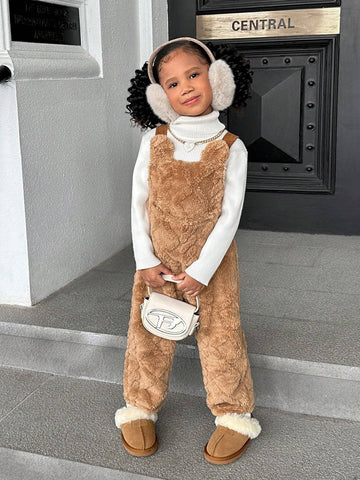 Young Girl's And Young Girl's Plush Reversible Fleece Jumpsuit For Girls, Suitable For Casual Everyday Wear