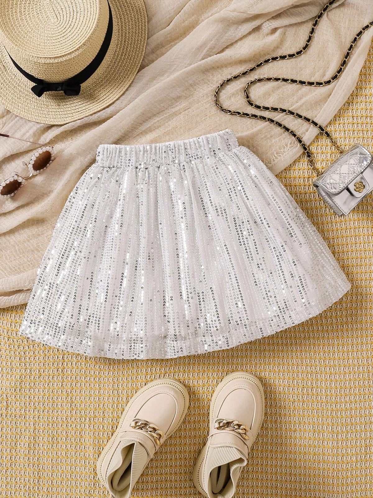 Young Girls Casual Khaki A-Line Long Skirt, Suitable For Spring, Summer And Autumn, Can Be Worn With Knitted Tops, T-Shirts, Or Shirts