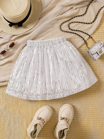 Young Girls Casual Khaki A-Line Long Skirt, Suitable For Spring, Summer And Autumn, Can Be Worn With Knitted Tops, T-Shirts, Or Shirts