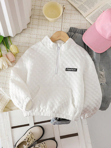 Young Girls Casual Letter Graphic Sweatshirt, Autumn/Winter