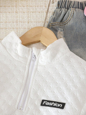 Young Girls Casual Letter Graphic Sweatshirt, Autumn/Winter