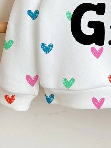 Young Girls Casual Loose Fit Crew Neck Comfortable Everyday Knit Long Sleeve Hoodie, Suitable For Autumn/Winter