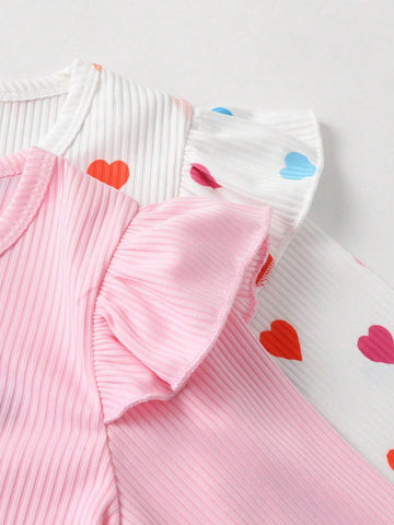 Young Girls Casual Ruffle Trim Long Sleeve Dress, Spring Autumn