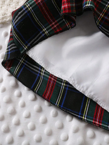 Young Girls Classic Red And Black Plaid "Satan Dress" Christmas Outfit For Little Girls, Fashionable And Sweet Lace European Style