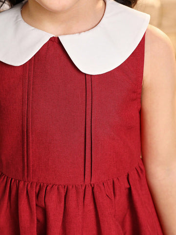 Young Girl's Color Block Peter Pan Collar ,Cute & Elagant & Sweet Peter Pan Collar, Fitting A- Line Dress