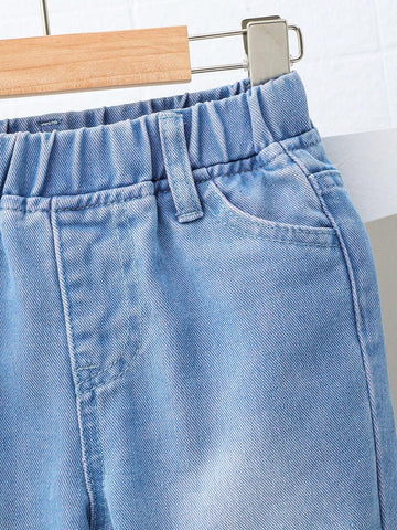 Young Girls' Color Block Simple Casual Distressed Jeans