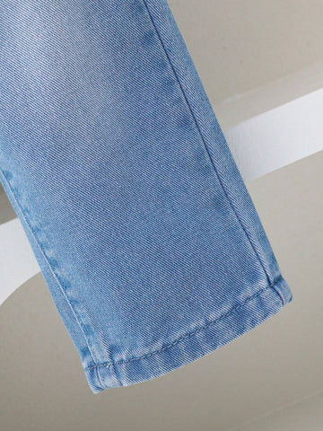 Young Girls' Color Block Simple Casual Distressed Jeans