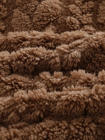 Young Girls Cute Ear Design Hooded Plush Lining Jumpsuit, Cozy & Warm For Daily Home Wear, Girls