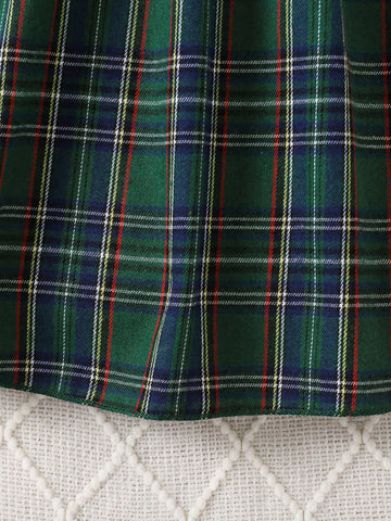 Young Girls Dress Classic Red And Black Plaid Children's Dress, Autumn/Winter, Elegant Lace Chic European Style Sister Matching Plaid Princess Girl Dress