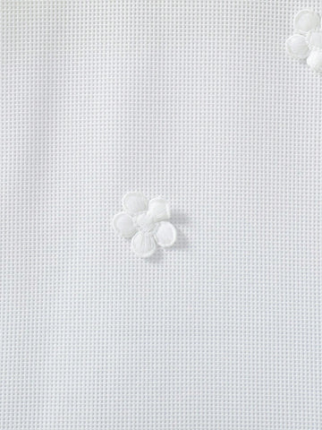 Young Girls' Elegant Floral 3D Decor White Knit Sleeveless Dress