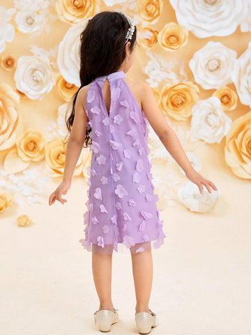 Young Girl's Elegant Stand Collar Hollow-Cut Loose Casual Dress
