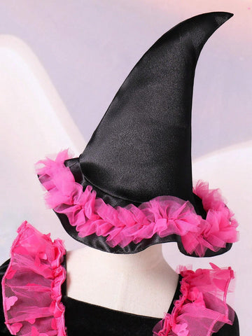 Young Girls Fashion Casual Sweet Elegant Velvet 3D Embroidered Bat Wing Layered Ruffle Mesh Dress