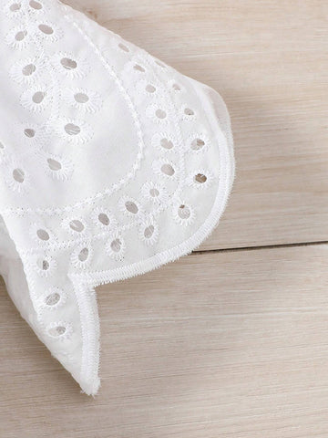 Young Girls' Hollow Out Embroidery Loose Short Casual Shirt