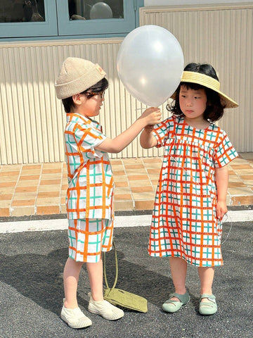 Young Girls Mexican Children Day Colorful Dopamine Basic Daily Dress