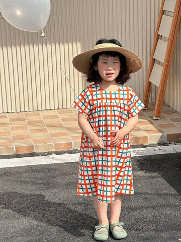 Young Girls Mexican Children Day Colorful Dopamine Basic Daily Dress