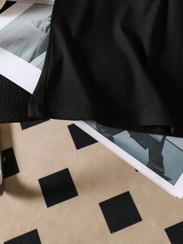 Young Girl's Number Print V-Neck Short Sleeve Casual Dress