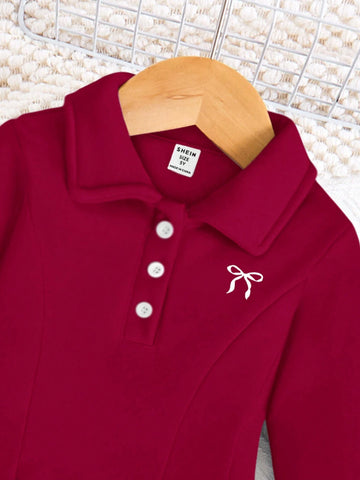 Young Girls Polo Collar Vintage Waist Dress, High-End High-Quality Outfit, A-Line Dress, Academic Style, Refined, Dress/Mini Dress