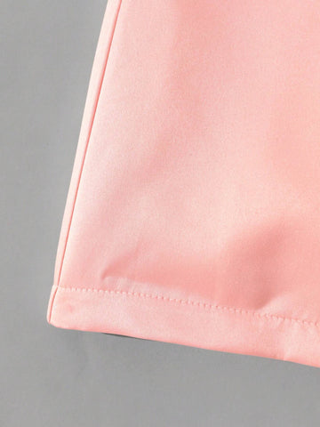 Young Girls' Ruffle Edge Romper With Pink Color, Elegant For Parties