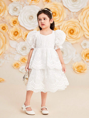 Young Girl's Slim Fit Gorgeous Puff Sleeve A-Line Dress