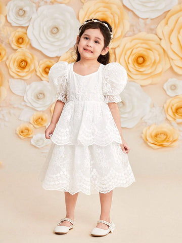 Young Girl's Slim Fit Gorgeous Puff Sleeve A-Line Dress
