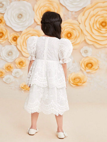 Young Girl's Slim Fit Gorgeous Puff Sleeve A-Line Dress