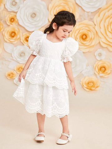 Young Girl's Slim Fit Gorgeous Puff Sleeve A-Line Dress