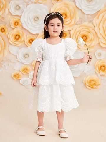 Young Girl's Slim Fit Gorgeous Puff Sleeve A-Line Dress