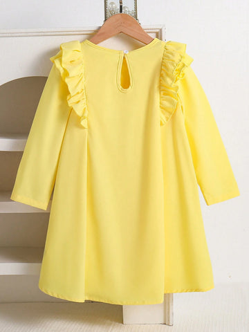 Young Girls' Solid Color Simple Daily Dress