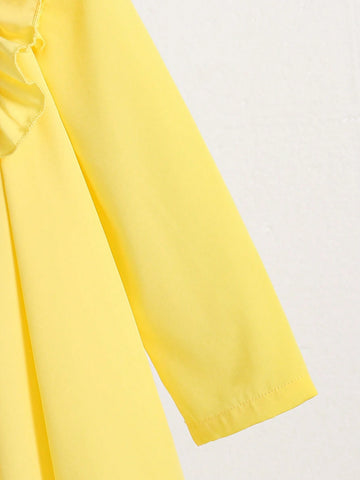 Young Girls' Solid Color Simple Daily Dress