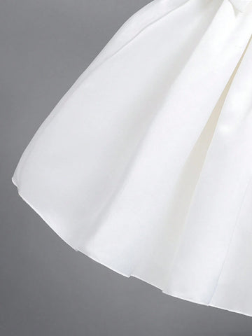 Young Girls Solid Party Dress & Dickey Collar