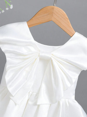 Young Girls Solid Party Dress & Dickey Collar