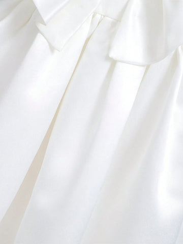 Young Girls Solid Party Dress & Dickey Collar