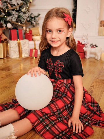 Young Girls Vintage Round Neck Short Sleeve Party Dress
