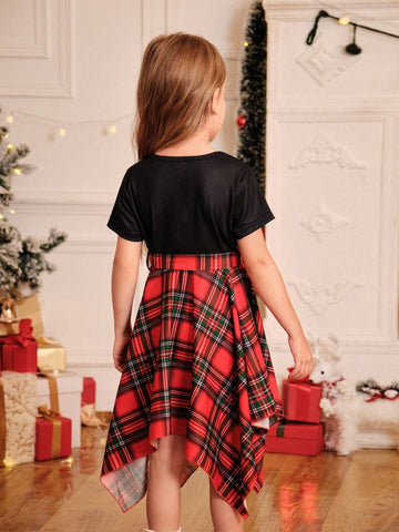 Young Girls Vintage Round Neck Short Sleeve Party Dress